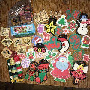 Christmas stampers unused foam and wood stamps